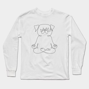 One Line Pug Lotus Pose Long Sleeve T-Shirt